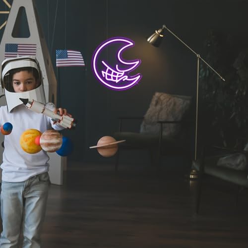 Image of Anime-Inspired Evil Moon LED Neon Sign - Gift for Gamers, Gaming Room Decor, Cool Room Light for Bedroom, Living Room, Party (13 * 13.8In)