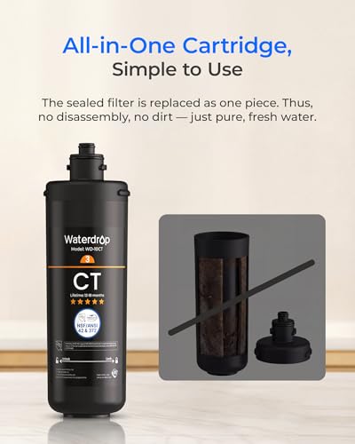 Image of Waterdrop WD-10CT Water Filter Replacement for Waterdrop TSA & TSB 3-stage Under Sink Water Filter System, 12-18 months Under Sink Water Filtration System, 1 Pack
