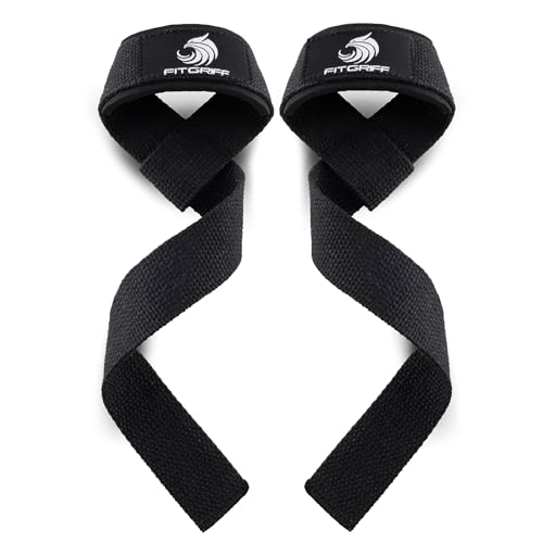 Fitgriff® Zughilfen (gepolstert) für Krafttraining, Bodybuilding, Fitness - Kreuzheben Gurte - Lifting Straps - für Frauen und Männer (Original Black, Standard (über 16cm Handgelenkumfang))