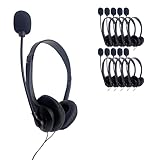 Soundnetic Bulk USB Headsets with Mic 25 Pack Budget Stereo Headphones with Boom Microphone – Ideal for Classrooms, Offices, Remote Work