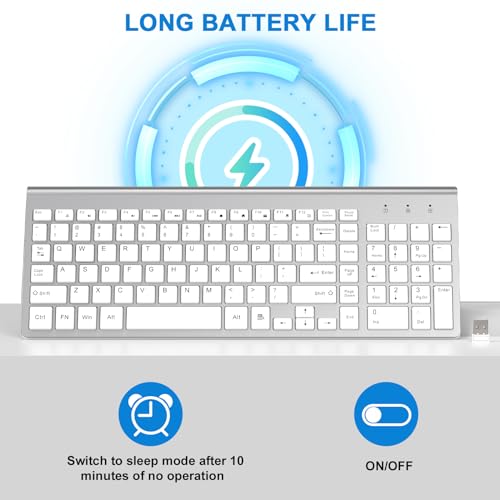 Image of cimetech Wireless Keyboard, 2.4G USB Ultra Slim Quiet EasyTyping Laptop Keyboard with High-end Technology for Office and Home, Type with Ease and Double Efficiency - Silver