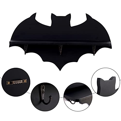 Bat Shelf Coffin Shelf Crystal Shelf Spooky Floating Shelves Goth Decor Bat Shelf,Wooden Gothic Decor For Home, Black Hanging Wooden Shelf For Wall, Witchy Room Decor For Crystal Keys #TOP3