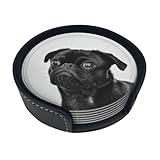 Construcción de accesorios: el bonito juego de posavasos de perro carlino negro incluye 6 posavasos y una caja de almacenamiento de cuero, cuando no esté en uso, apila los posavasos perfectamente en la caja de almacenamiento para mantener los posavasos con un aspecto organizado, y también mantener tu escritorio ordenado y ahorrar espacio.