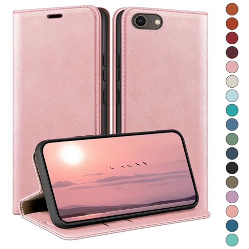 Coque portefeuille iPhone SE or rose idéale pour voyager léger au quotidien