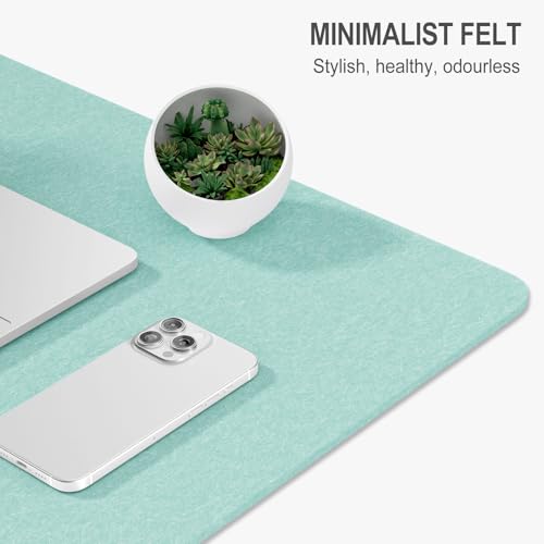 Image of Auhoahsil Felt Desk Mat, Minimalist Large Mouse Pad XXL 35.5 x 15.7 in, Desk Matt for Desktop, Keyboard, Laptop, Computer, Office, Work from Home, Gaming, Light Green