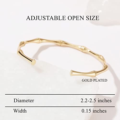 Gold Plated Bangle Bracelets for Women Adjustable Charm Bracelets Cute Bamboo Design Gold Bracelet for Women2
