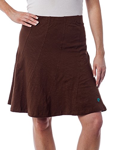 Alki'i Bella Skirt with Multi Panel Scallop Seam and Elastic Waistband, Brown M