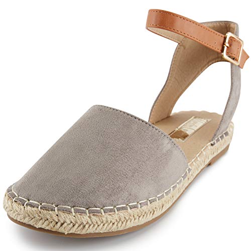 Alexis Leroy Women's Closed Toe Buckle Strap Comfortable Espadrille Sandals