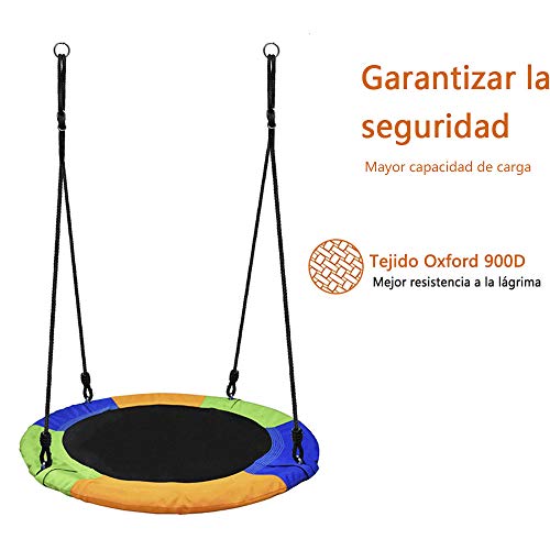Wcgcg Columpios Infantiles Exterior De Jardin Balancin Asiento Bebe NiñO Redondo Nido Plegable Infantil Arbol Columpio Colgante Juegos con Cuerda Ajustable Y Ganchos Carga para 220kg