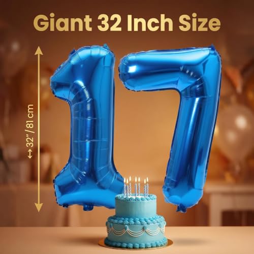 Image of YPSelected 32 Inch Large Foil Helium Number Balloon Birthday Wedding Party 0-9 (Blue, 7)