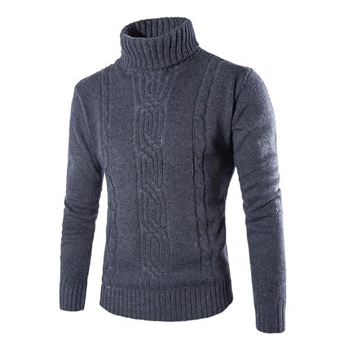 Men's Turtneck Knitted Pullover Long Sleeve Slim Fit Knits Sweaters Solid Color Classic Male Knit Sweater