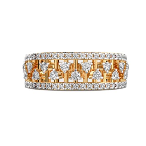 Bague moissanite ronde argent sterling 925 plaqué or pour femme