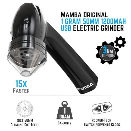 Image of Mamba Grinder Electric Spice Grinders. Easy to Load One-Handed Use 1g USB Rechargeable Mill