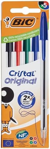 BIC 5 stylos bille Cristal, encres assorties -
