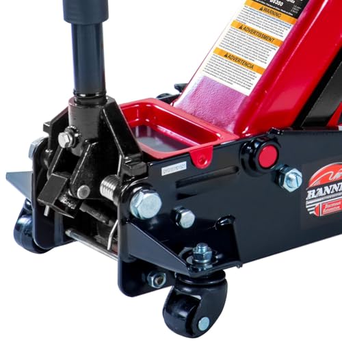 Blackhawk B6350 Black/Red Fast Lift Service Jack - 3.5 Ton Capacity, 28 1/2' L x 13 3/4' W x 6 1/2' H