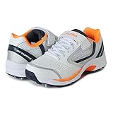 KD Cricket Shoes Bowling Spike with Rubber Cleats Field Shoe with Responsive Insole Cushioning System (Navy-Orange, US Footwear Size System, Adult, Men, Numeric, Medium, 10)
