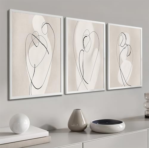 Kit 3 Quadros Arte Minimalista Riscos Forma Orgânica Moderno Deco...