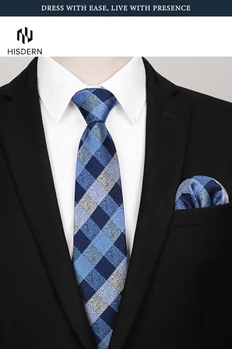 Image of HISDERN Mens Dress Shirt with Tie Pocket Square Set Classic Button Down Shirt Matching Tie Long Sleeve Shirts