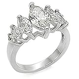 Lanyjewelry Stainless Steel 7 Marquise AAA CZs Women's Engagement Ring-7