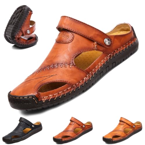 Sandalias de punta cerrada para hombre estilo pescador, calzado veraniego de ancho amplio