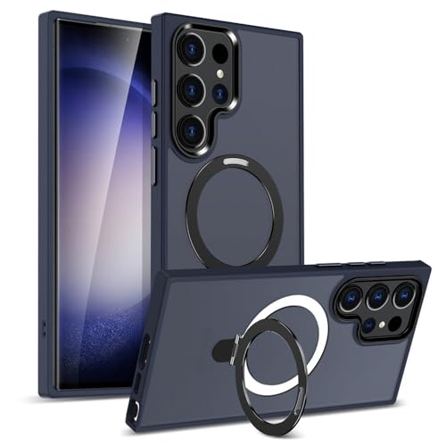 Coque Galaxy S24 bleu foncé anti-chute avec anneau de maintien pliable
