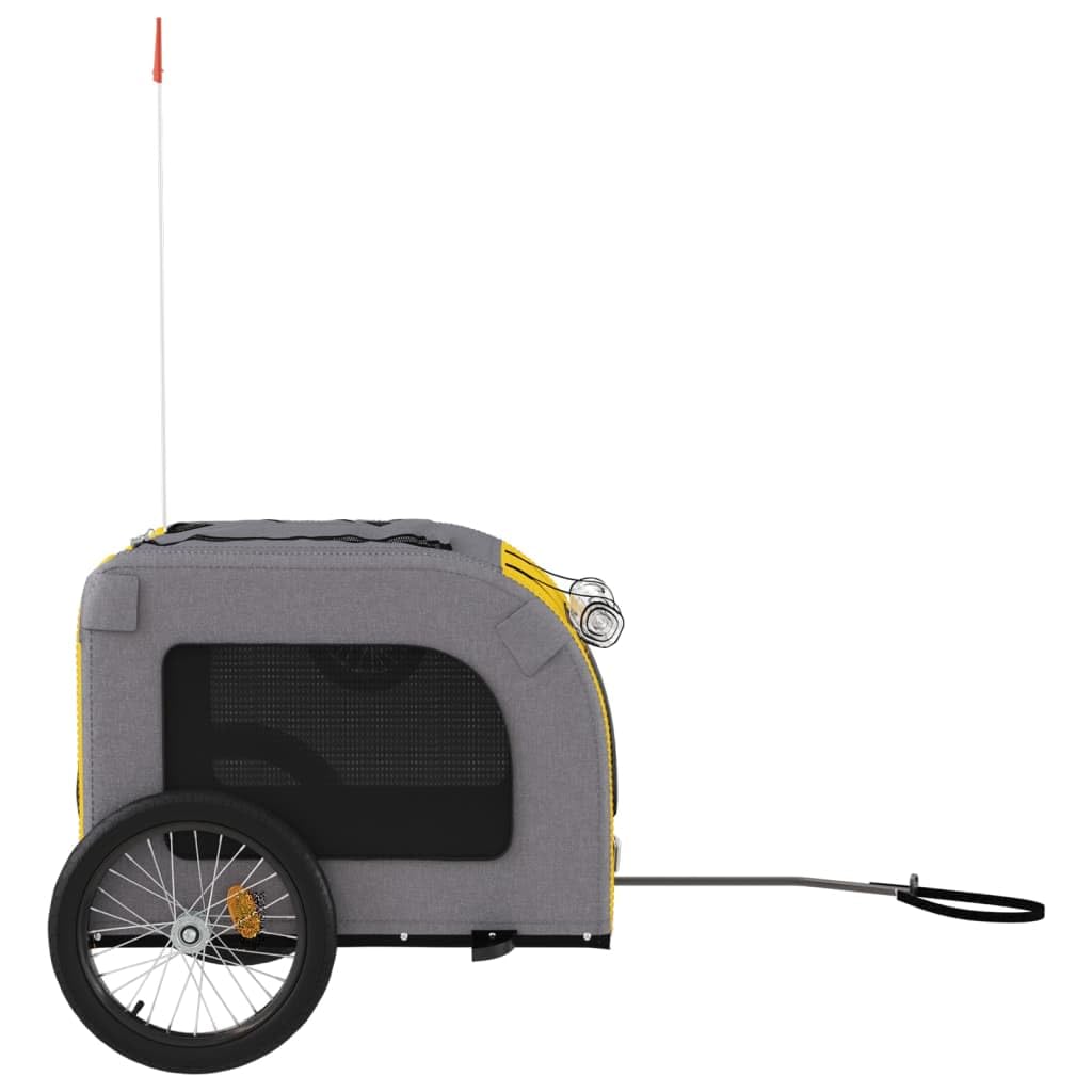Homgoday Remolque de bicicleta para animales amarillo y gris Oxford y hierro, mueble carro para perro, carro para bicicleta, carro para perros, transportín perro bicicleta modelo 93840