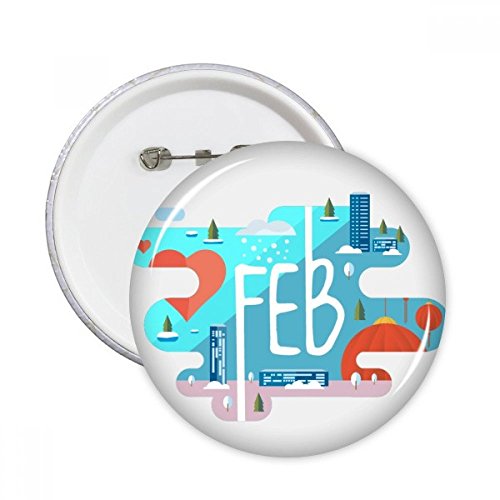 Bouton rond badge pins illustration mois de février décoration vêtements multicolore