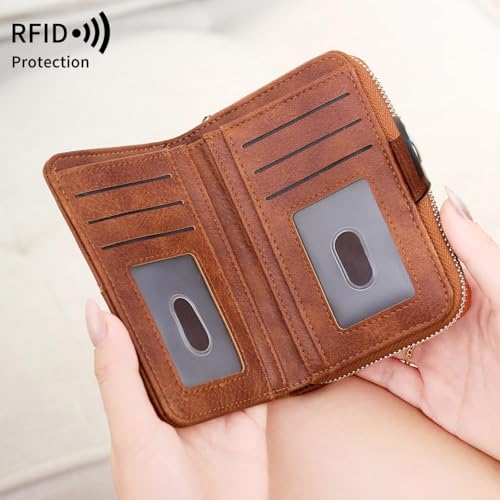 Short Ladies Wallet Vintage Multi Card Slot Two Fold Zipper Card Holder Coin Coin Purse3