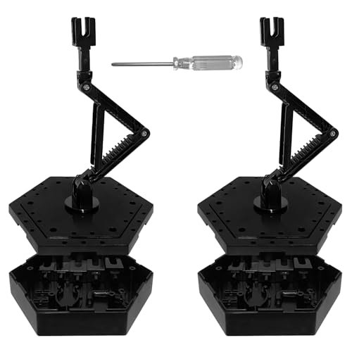XyviLokit Action Base with Storage Base Gundam Model Stand Compatible with MG 1/100 HG and RG 1/144 Scale Gundam Figure Models (2PCS Black)