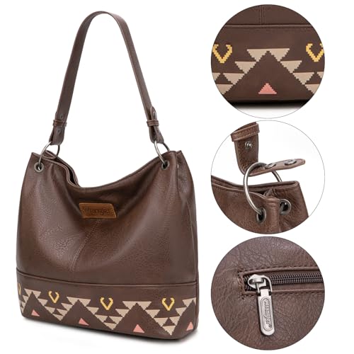 Image of Wrangler Hobo Bags for Women Vegan Leather Top Handle Shoulder Purses and Handbags