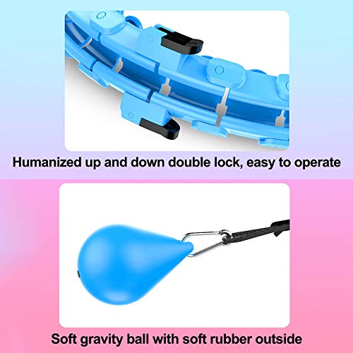 Weighted Smart Hula Hoop for Adults and Kids Exercising, 2 in 1 Abdomen Fitness Weight Loss Massage Non-Fall Hoola Hoops, 24 Detachable Knots Adjustable Weight Auto-Spinning Ball (Blue) - Thumbnail 7