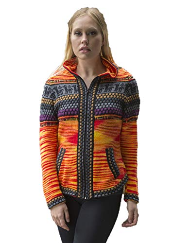 Gamboa - Alpaca Cardigan for Women - Alpaca Hooded Sweater - Orange
