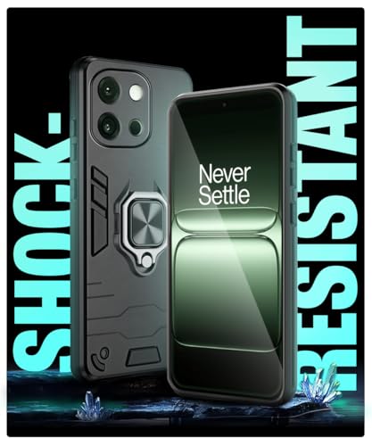 Image of WOW IMAGINE Shock Proof Back Case Mobile Cover for 1+ OnePlus 13s 5G | Back Cover Case (Tough Armor | Hybrid PC + TPU | Ring Holder & in-Built Kickstand | Black)