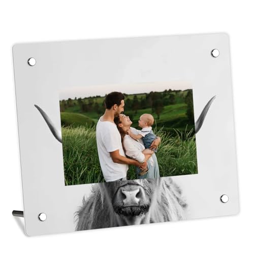 Mintoprints Cadre photo Vache Highland 12,7 x 17,8 cm, affichage photo 10,2 x 15,2 cm avec passe-partout ou 12,7 x 17,8 cm sans passe-partout Cadre photo