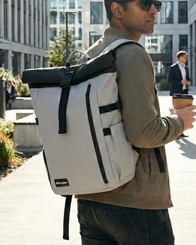 Image of CarryPro H25 MINI 30L Roll-Top Laptop & Travel Backpack | Fits up to 16-Inch Laptop | Removable Camera Box | Water-Repellent | For Work, Travel & Photography