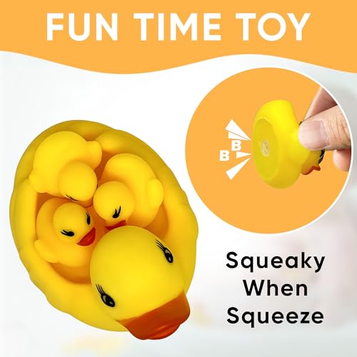 4Pcs Rubber Duck Family Set, Floating Bathtub Pool Toys for Toddlers, Fun Time Bath Toys, Soft Rubber Ducks with Beep Sound, Stocking Fillers, Kids Summer Toys 36+ Months - Image 6