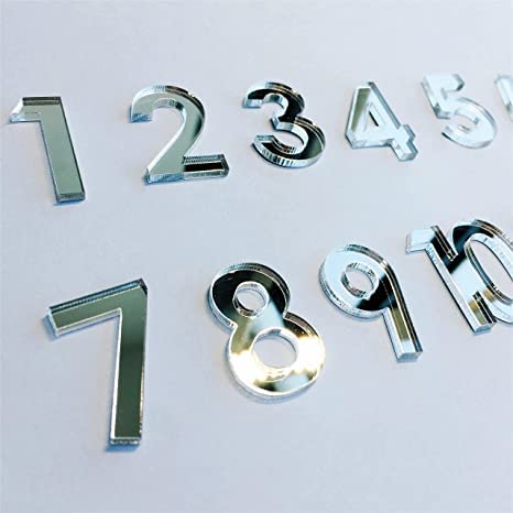 Image of 12 Pcs Arabic Mirrored Acrylic Numerals Movement Machine 22mm for Wood Resin Marble Clock Fancy Needles Pack 2 (Silver D1)