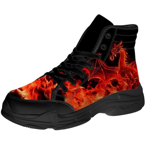 Dragon Shoes Men High Top Sneakers Black Lace-up High Tops Canvas Shoes Gifts for Him Her3