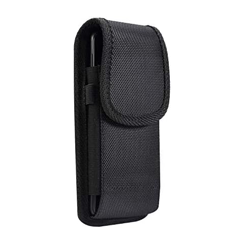 Cell Phone Belt Clip Bag Black, Cell Phone Waist Belt Bag Men, Vertical Mens Mobile Phone Belt Clip Holster Smartphone Pack Wallet Pocket Travel Outdoor Carrying Case with Card Holder Carabiner Hook Cover
