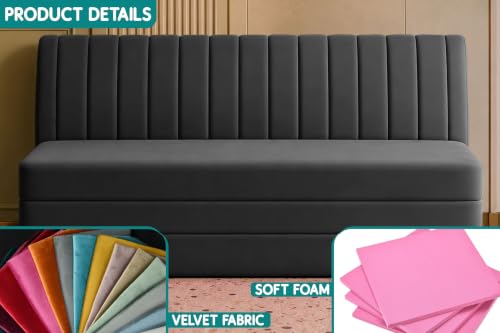 Image of Los Angeles Modern Velvet 3-Seater Sofa Cum Bed, Multipurpose Convertible Sleeper Couch Sofa for Living Room, Bedroom & Office- Black Color