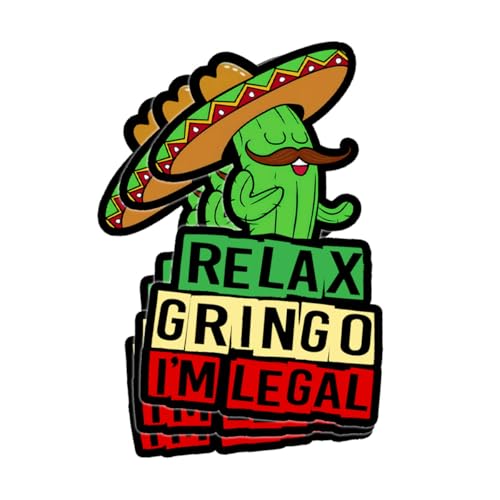 Image of 3 Pcs Relax Gringo Im Legal Sticker, Green, Vinyl, Modern, Square, Cartoon, Waterproof, UV Resistant, Removable, Fade Resistant, Stickers