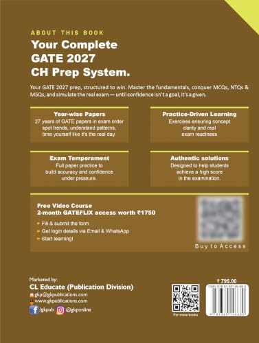 Image of GATE 2027 Chemical Engineering | 27 Years Solved Papers 2000-2026 | 1800+ MCQs | Previous Year Questions with Solutions