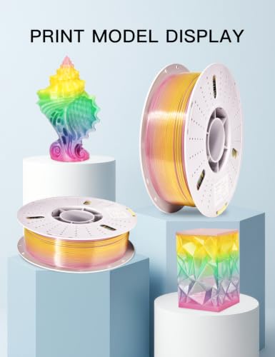 Image of PINBALL Rainbow PETG 3D Printer Filament 1.75mm ±0.02mm, Transparent Multicolor Printing Filament, Translucent PETG Filament, 1KG /2.2lbs