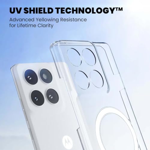 Image of DIZORO Crystal Clear Magnetic Compatible with Motorola Moto Edge 60 pro Back Cover case with Anti-Yellow (Compatible with Magsafe) Anti-Scratch | Shockproof Transparent Cover