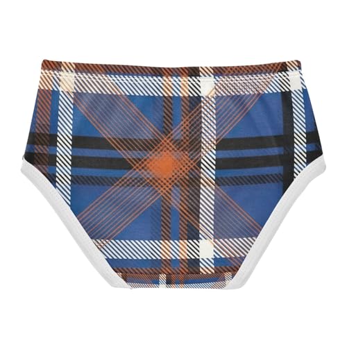Girls Underwear, Retro Plaid Stripes Blue Toddler Girl Panties, Girls Cotton Underwear, 2T–8 Years2
