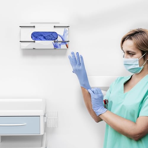 glove box holder adhesive wall-mounted metal dispenser tool-free organizer for rubber latex gloves facial tissue and storage black