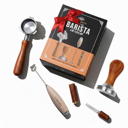 Image of 54mm Bottomless Portafilter-Tamper-Milk Frother-WDT Tool-Breville-Rosewood -Barista Coffee Espresso machine Accessories-Premium-Gift for Coffee Lovers MODBARISTA Premium Barista 4-IN-1 kit