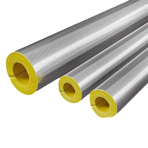 Aislamiento de tubería de lana de vidrio ignífugo clase A con cinta de aluminio de 30 x 60 mm, ideal para tuberías de vapor y calientes/frías