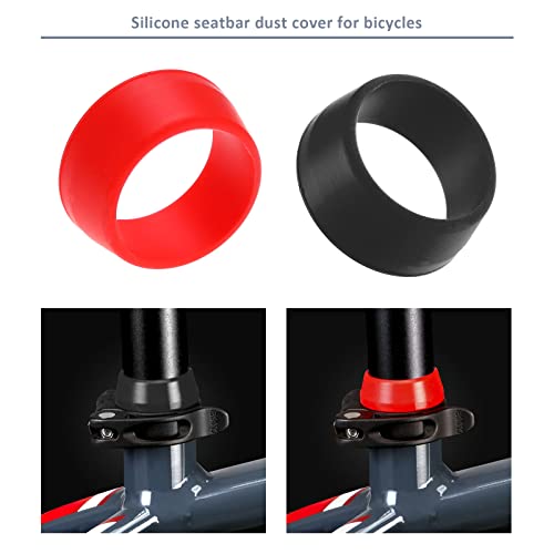 SG Store 4pcs Bike Seat Post Rubber Ring High Compatibility Waterproof Silicone Mountain Bike Seatpost Cover Protective Fit for Seatpost Diameter 30-35mm Red and Black - Image 3