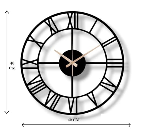 Image of Stylish Metal Analog Wall Clock for Living Room, Bedroom, Office, Kitchen, Home and Hall | Antique Fancy Big Size Modern Wall Watch for Home Decor (DA-129, 40CM)